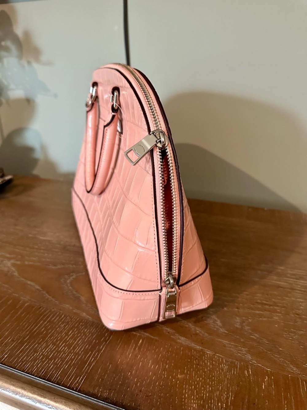 Coach Pink Crocodile Leather Satchel - Picture 2 of 6